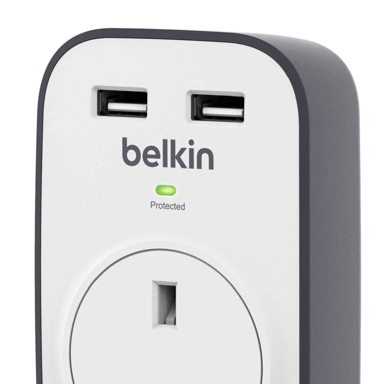 Order Belkin Surge Plus Protector With 2 Usb Ports Now! Jomla.ae