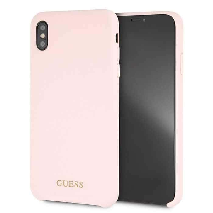كفر جوال ايفون  اكس اس ماكس من السيليكون الصلب من جيس بلون وردي فاتح Guess Silicone Case for Apple iPhone Xs Max Light Pink