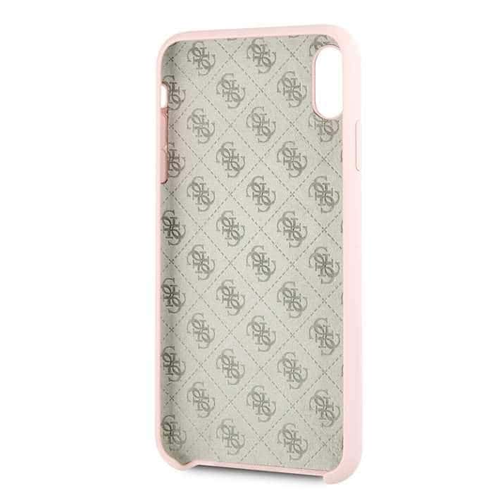 كفر جوال ايفون  اكس اس ماكس من السيليكون الصلب من جيس بلون وردي فاتح Guess Silicone Case for Apple iPhone Xs Max Light Pink