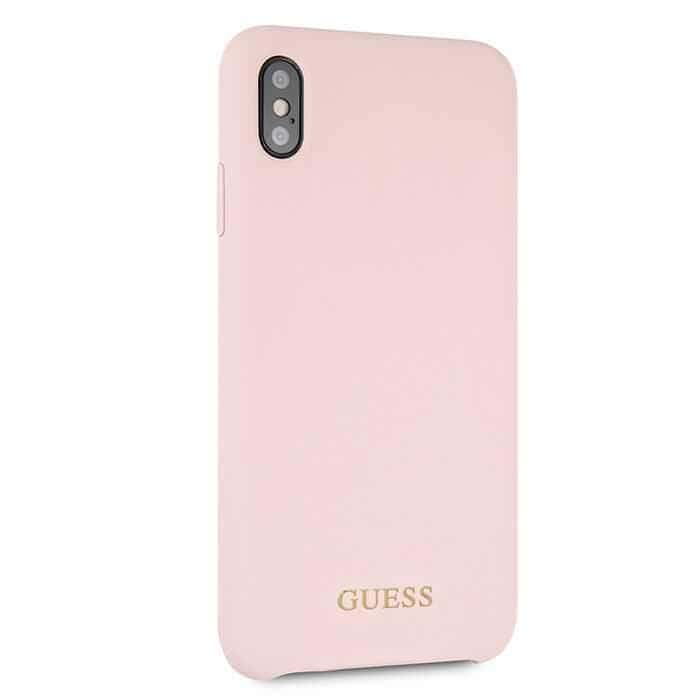 كفر جوال ايفون  اكس اس ماكس من السيليكون الصلب من جيس بلون وردي فاتح Guess Silicone Case for Apple iPhone Xs Max Light Pink