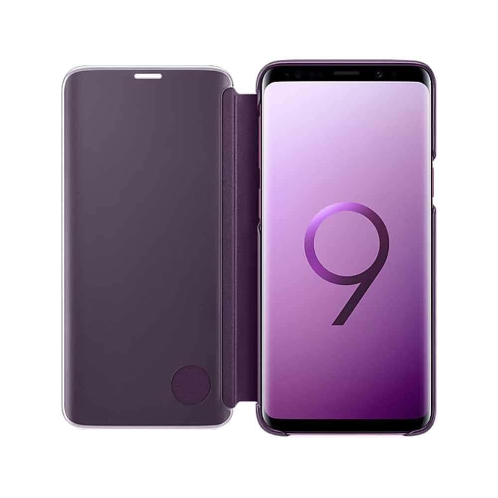 كفر جوال سامسونج جالكسي اس 9 شفاف ورمادي أوركيد سامسونج Samsung Galaxy S9 Clear View Standing Cover 