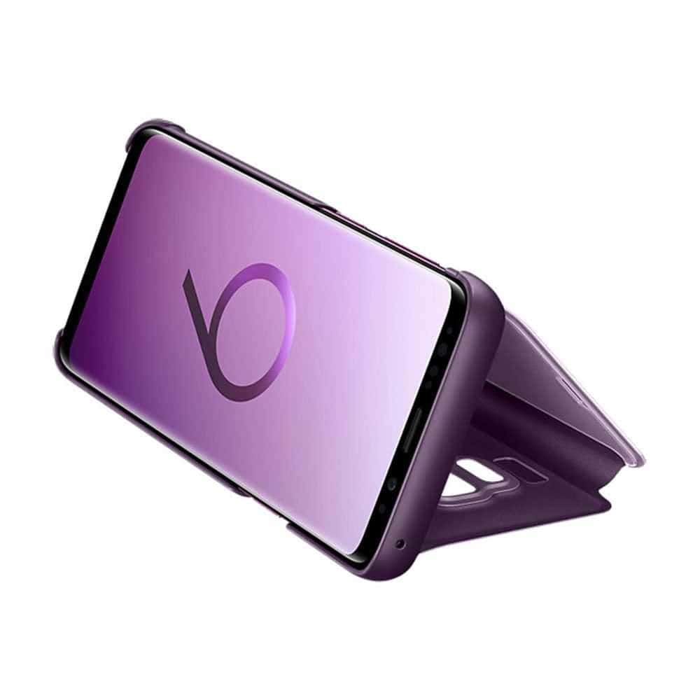 كفر جوال سامسونج جالكسي اس 9 شفاف ورمادي أوركيد سامسونج Samsung Galaxy S9 Clear View Standing Cover 