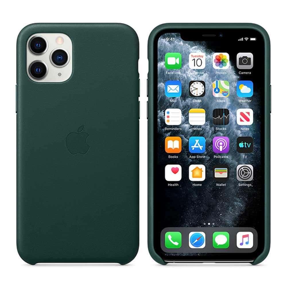 apple iphone 11 pro max leather case forest green