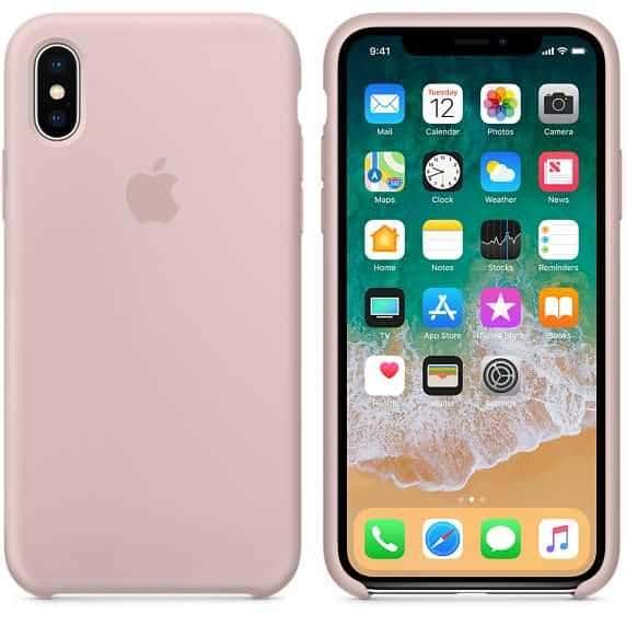 كفر ايفون اكس باللون الوردي الفاتح سيليكون من ابل Apple iPhone X Silicone Case Pink Sand