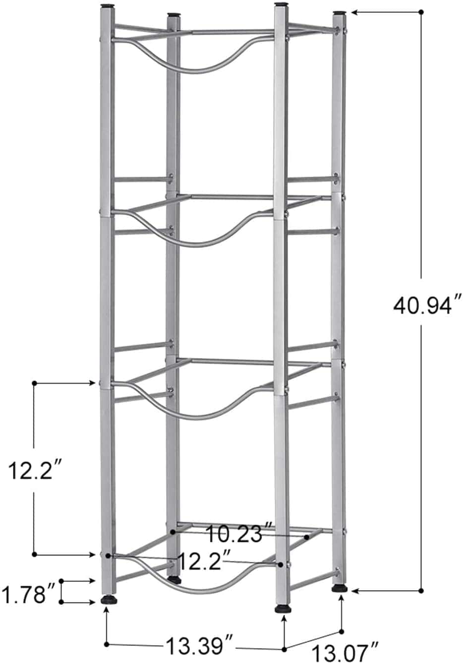 حامل قوارير الماء مقاوم للصدأ 4 أرفف Generic 4 Tier Stainless Steel Bottle Holder Detachable Storage