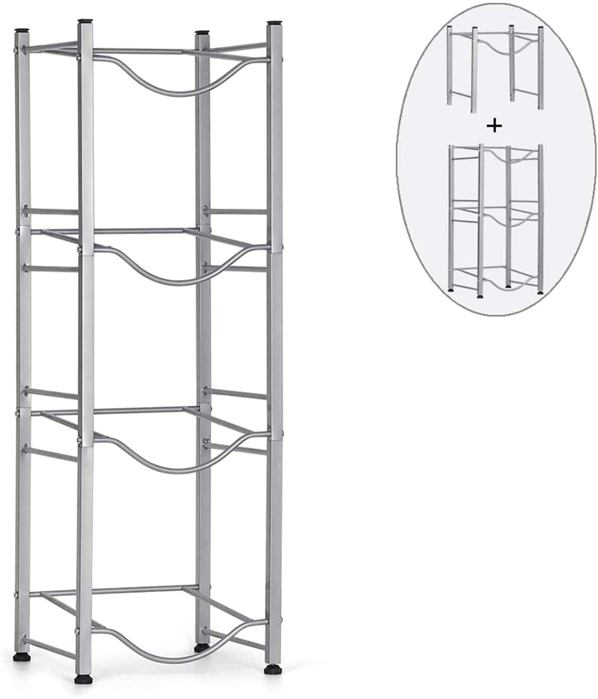 حامل قوارير الماء مقاوم للصدأ 4 أرفف Generic 4 Tier Stainless Steel Bottle Holder Detachable Storage