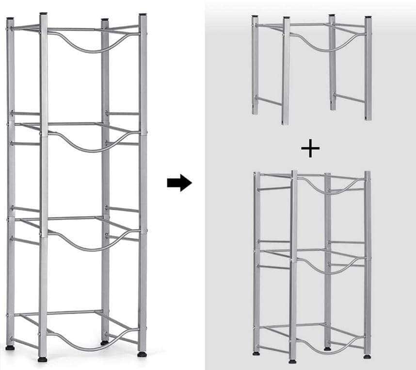 حامل قوارير الماء مقاوم للصدأ 4 أرفف Generic 4 Tier Stainless Steel Bottle Holder Detachable Storage