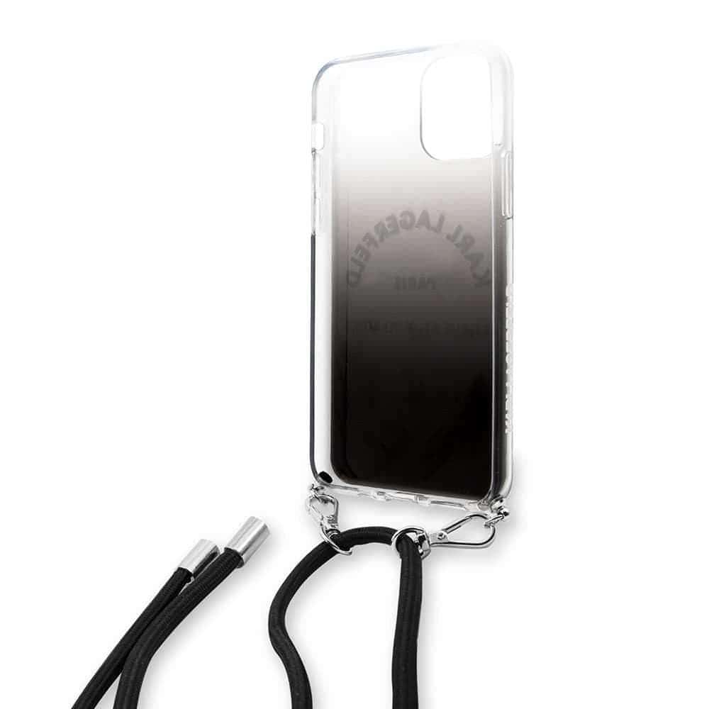 Karl Lagerfeld Gradient Hard Case With Cord Strap For Iphone 11 - Black