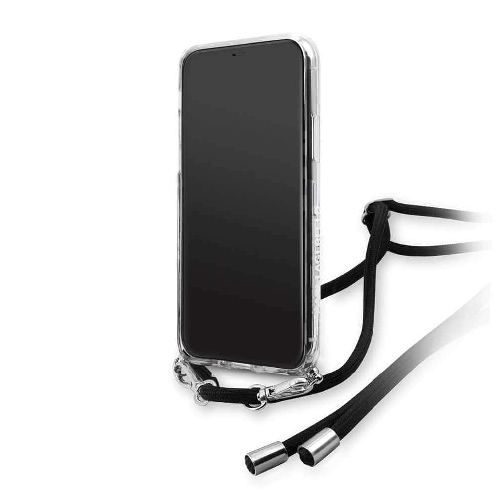 Karl Lagerfeld Gradient Hard Case With Cord Strap For Iphone 11 - Black