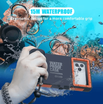 كفر جوال ضد الماء 15 متر مع تحكم عن بعد Shellbox IP68 Waterproof Phone Case