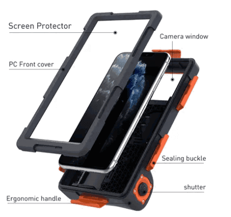 كفر جوال ضد الماء 15 متر مع تحكم عن بعد Shellbox IP68 Waterproof Phone Case