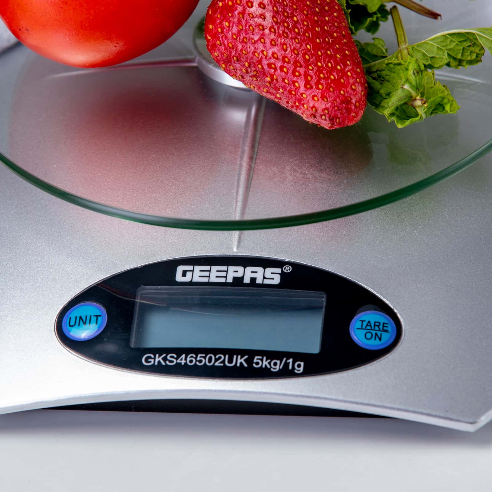 Geepas GKS46502UK Kitchen Weighing Scales Food Stainless Steel Top Panel, Digital Display - 2 Years Warranty