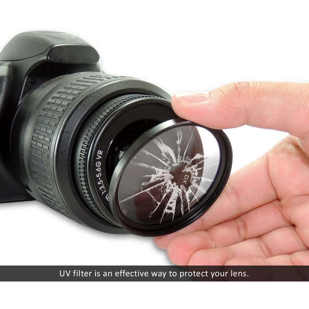 O Ozone Professional Camera Lens Protection Set 52mm Lens Hood, Lens Cap, 3 Piece Lens Filter [ UV-CPL-FLD ] & Small Carry Pouch For DSLR Camera, For Nikon, For Cannon, For SLR Lenses - Black