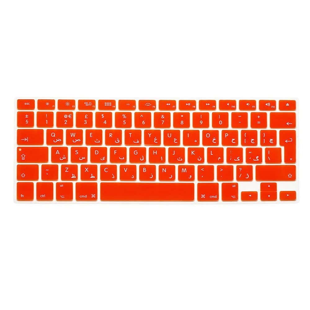 O Ozone Macbook Keyboard Skin for MacBook Air 13 Inch for MacBook Pro 15 inch Keyboard Cover 2017 2015 2014 2013 2011 Compatible with A1369 A1398 A1425 A1466 A1502 UK English Arabic Layout Orange - Orange
