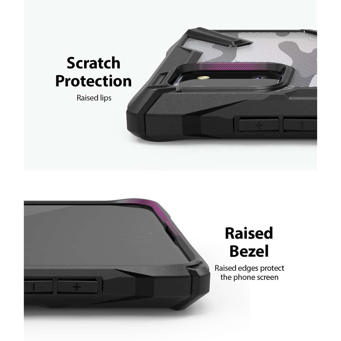 Ringke Case for Galaxy Note 10 Lite Hard Back Cover Fusion-X Ergonomic Transparent Shock Absorption TPU Bumper ( Compatible with Samsung Galaxy Note10 Lite ) - Camo Black - Camo Black