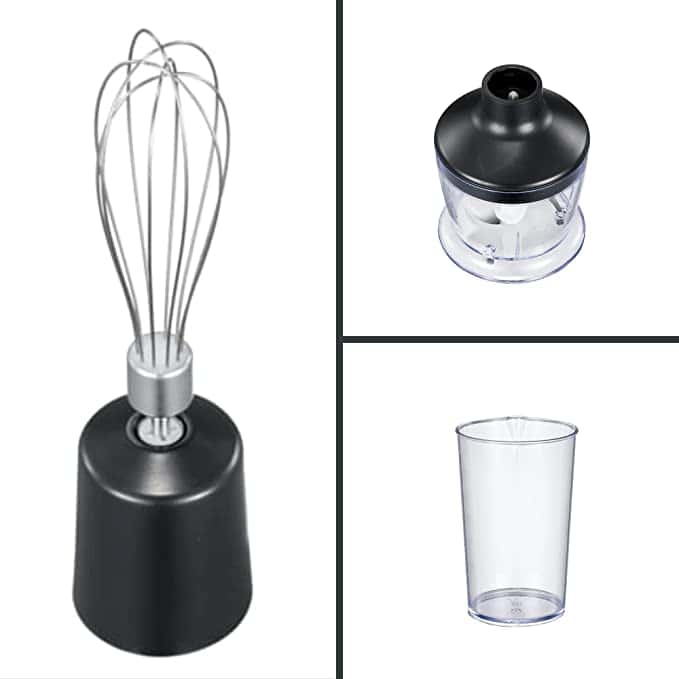 خلاط يدوي 600 واط Daewoo 4-in-1 Stainless Steel Hand Blender with Chopper