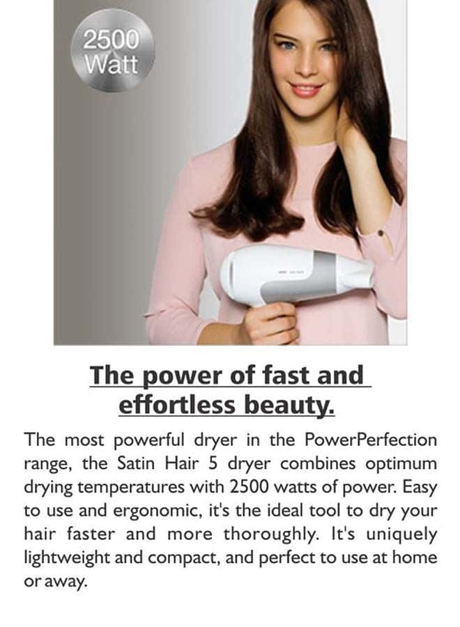 استشوار براون بالفرشاة الدوارة 5 إعدادات بقوة 2500 واط أبيض ورمادي Braun Grey/White 2500W With Diffuser Satin Hair 5 Power Dryer