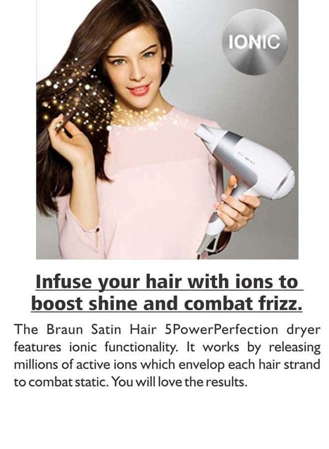 استشوار براون بالفرشاة الدوارة 5 إعدادات بقوة 2500 واط أبيض ورمادي Braun Grey/White 2500W With Diffuser Satin Hair 5 Power Dryer