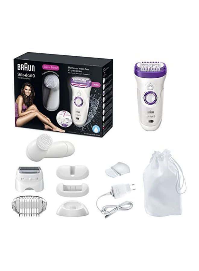 BRAUN Silk Epil 9 Wet And Dry Cordless Electric Hair Removal Epilator Purple/White
