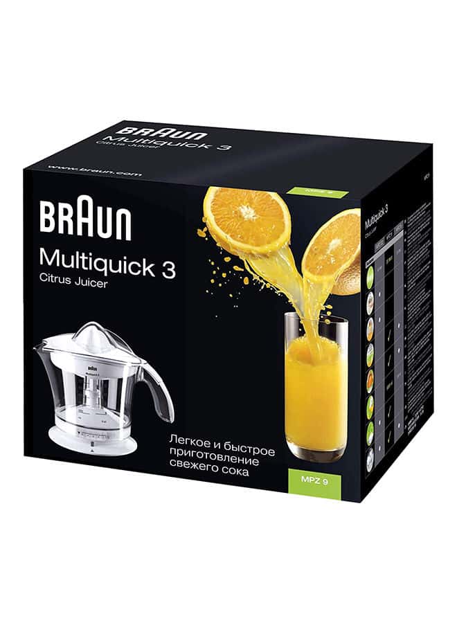 عصارة فواكه كهربائية بسعة 1 لتر - أبيض BRAUN - Multiquick 3 Citrus Press MPZ 9