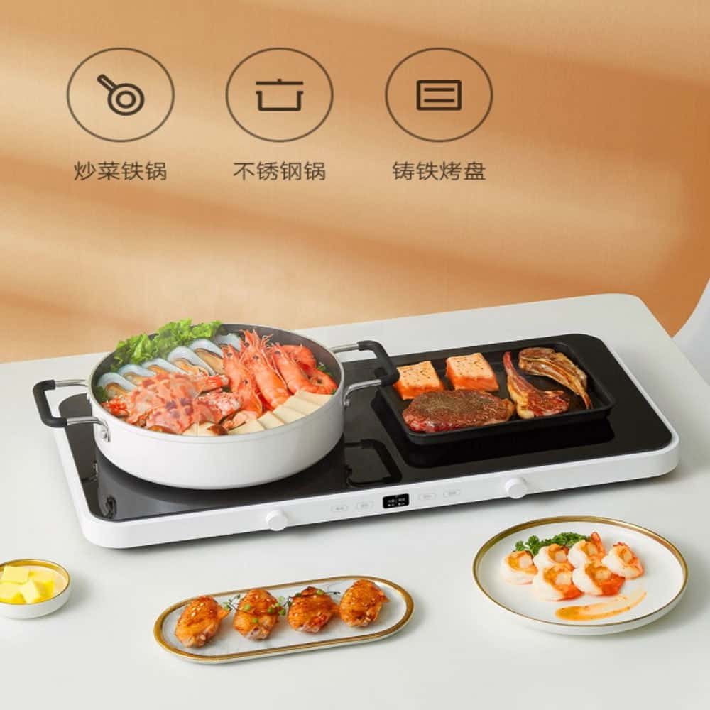 Xiaomi Mijia Induction Cooker Home Kitchen Electric Double Induction Cooktop Touchpad Induction Cooker Work With Mi Home App