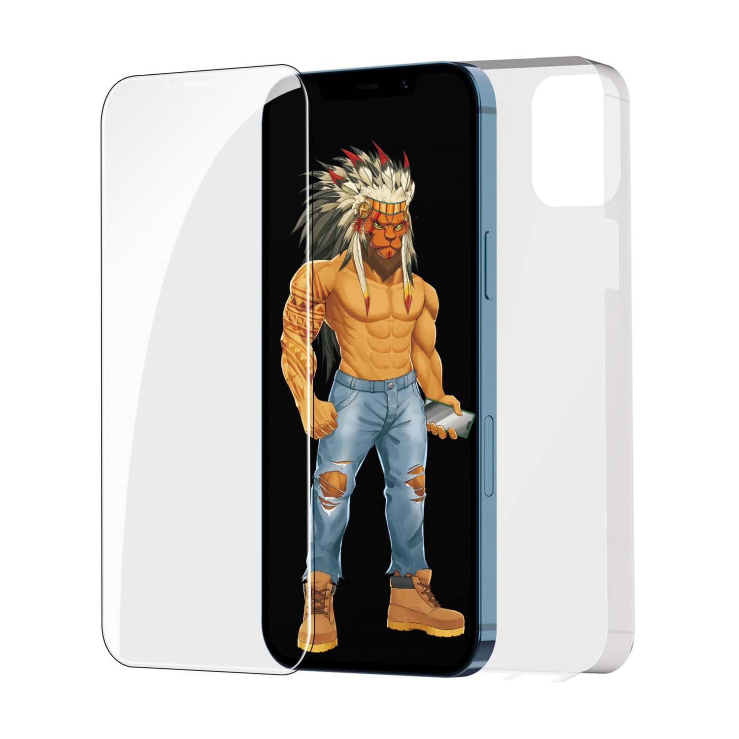 واقي شاشة مع حماية خلفية بتقنية Nano HD لهاتف آيفون 13 برو | GreenLion 360Â° Zero Sense