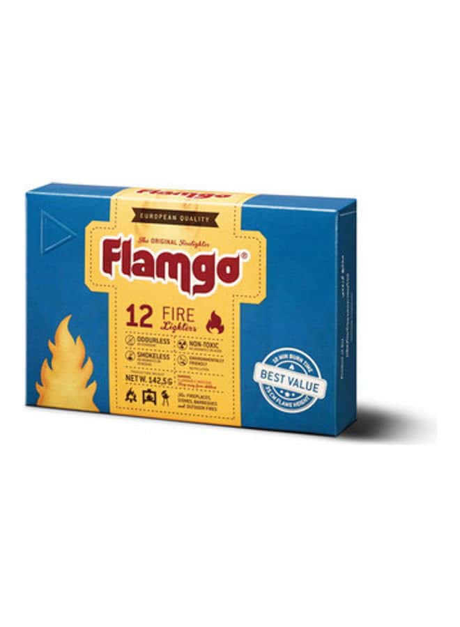 فحم شواء طبيعي بوزن 5 كجم ومكعبات مشعل الفحم عدد 12 قطعة Premium Hardwood Barbecue Charcoal + Flamgo Fire starter