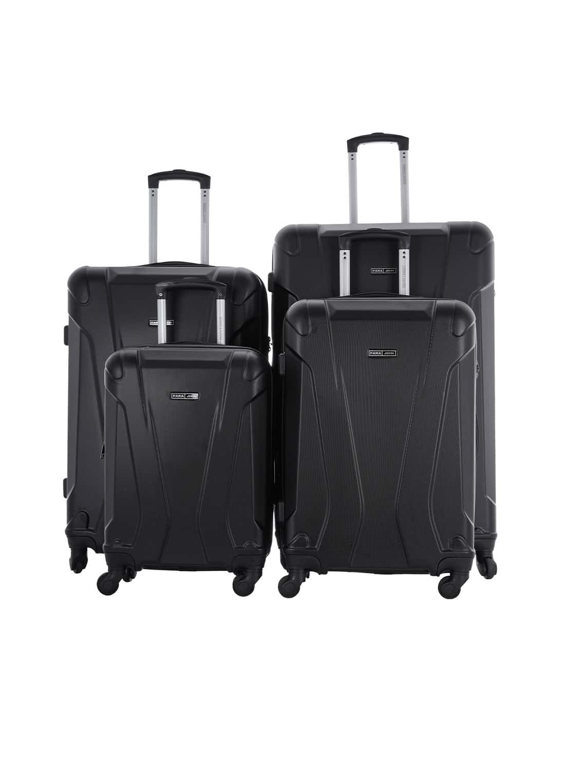 طقم حقائب سفر 4 حقائب مادة ABS بعجلات دوارة (20 ، 24 ، 28 ،32) بوصة أسود PARA JOHN - 4 Pcs Zin Trolley Luggage Set, Black