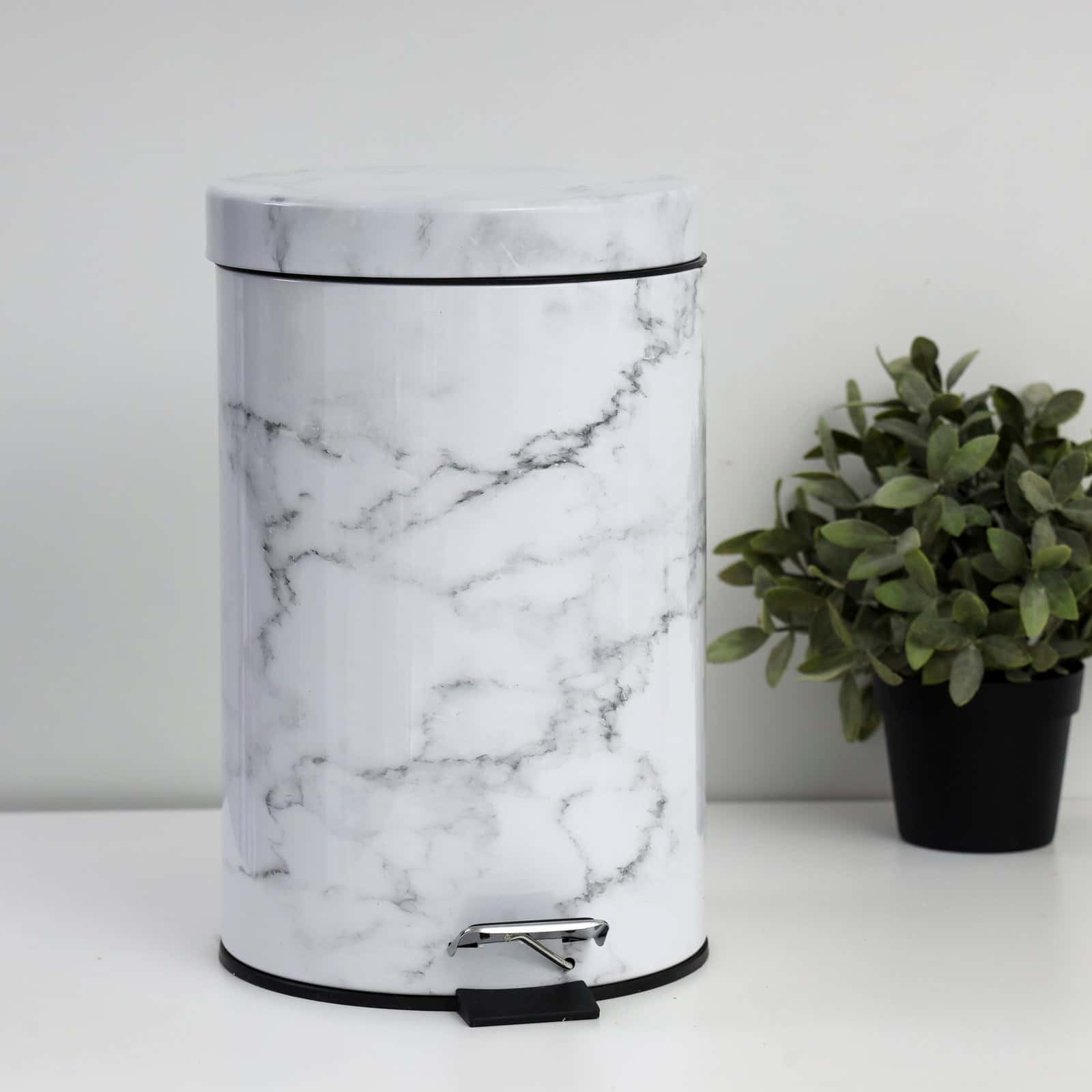 سلة مهملات ( 12 لتر ) - ابيض Royalford - Marble Design Dust Bin