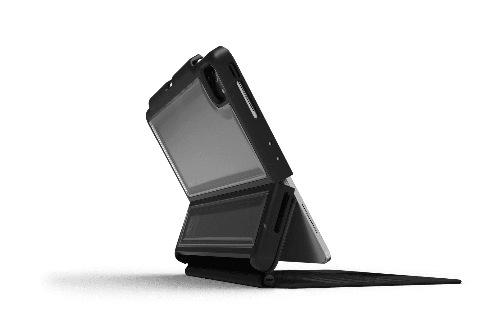 STM DUX SHELL for Apple iPad Pro 11" 3rd-1st Gen works w/ Apple Smart Folio/Magic Keyboard - Clear Transparent Protective Back Case, Military Drop Test Certified w/ Apple Pencil Storage - Black