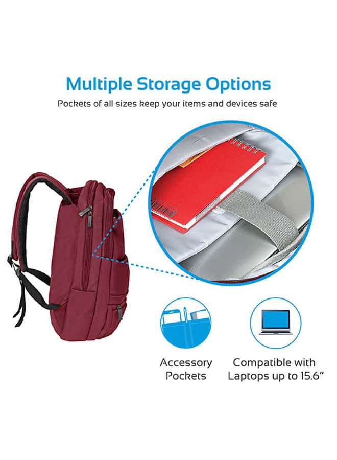 حقيبة لاب توب 15.6 بوصة أحمر Promate - Laptop Backpack 15.6 Inch for Laptops, Tablets, Documents Red