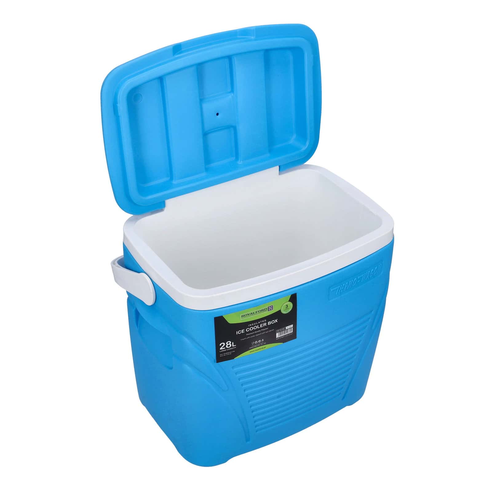Royalford Insulated Ice Cooler Box, 28L, RF10481 | Portable Cooler Box | 3 Layer PP-PU-HDPE | Premium Quality Polymer | Thermal Insulation | Large High Performance Cooler Box