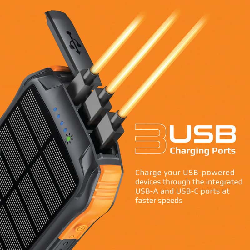 شاحن جوال بالطاقة الشمسية 10000 ميللي أمبير - يدعم الشحن اللاسلكي  PROMATE Rugged EcoLight Solar Power Bank