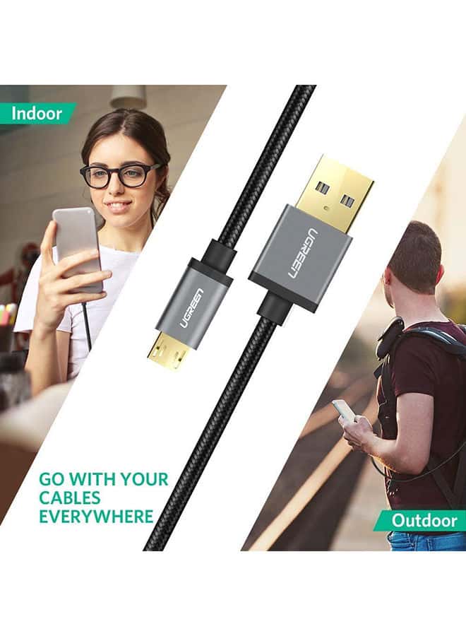 UGREEN Micro USB Cable 1M Nylon Braided Wire Fast Quick Charger Cord USB to Micro USB 2.0 Android Charging Cord Compatible with Note, Nexus, Nokia, PS4 Black