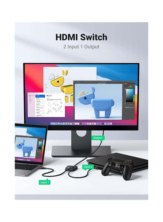 UGREEN HDMI Splitter 2 in 1 Out HDMI Switcher With HDMI Cable Support 4K@60HZ 3D 1080P for PC Laptop Switch Blu-Ray Player Roku TV Stick Xbox PS5 PS4 HDTV Monitor Black