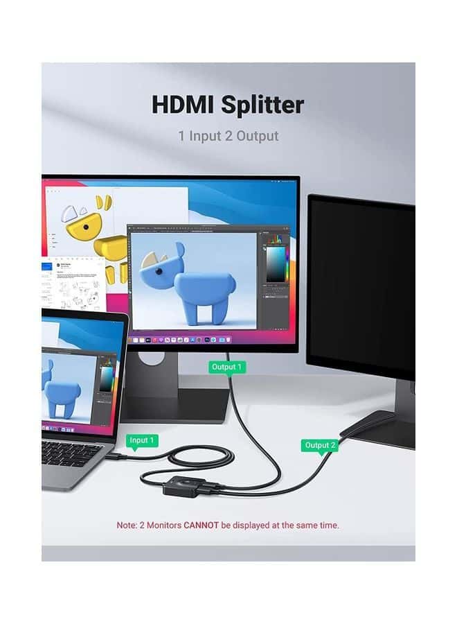 UGREEN HDMI Splitter 2 in 1 Out HDMI Switcher With HDMI Cable Support 4K@60HZ 3D 1080P for PC Laptop Switch Blu-Ray Player Roku TV Stick Xbox PS5 PS4 HDTV Monitor Black