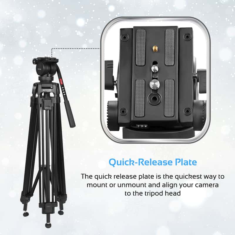 promate Professional Aluminum Video Tripod with Mid-Level Spreader