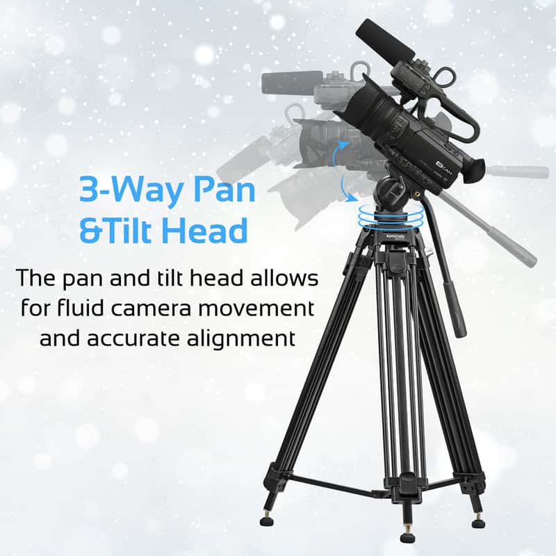 promate Professional Aluminum Video Tripod with Mid-Level Spreader