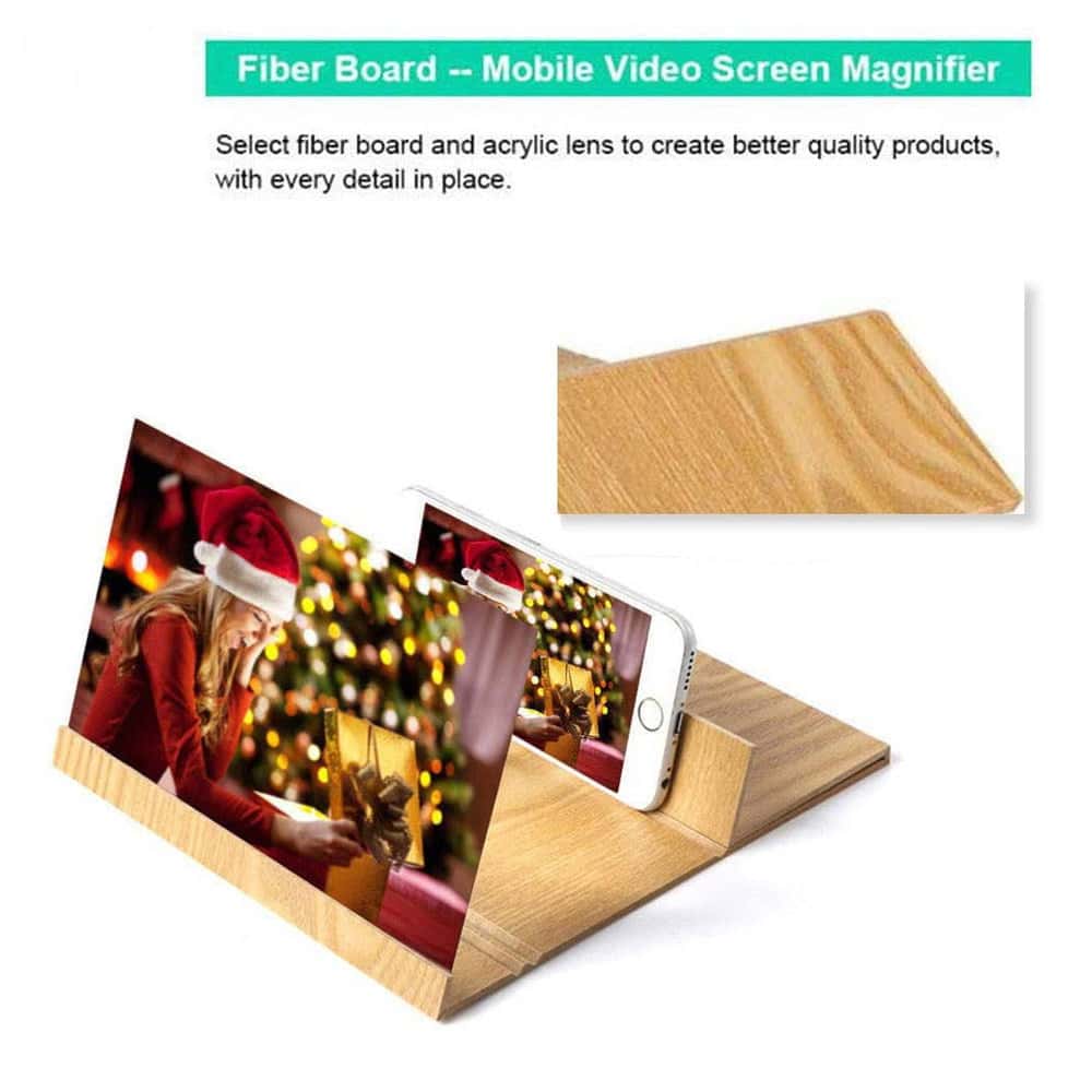 مكبر شاشة الجوال 12" - ذهبي Crony -  Wood-grain phone screen amplifier 3D Hd Movie Mobile Phone Screen Amplifier