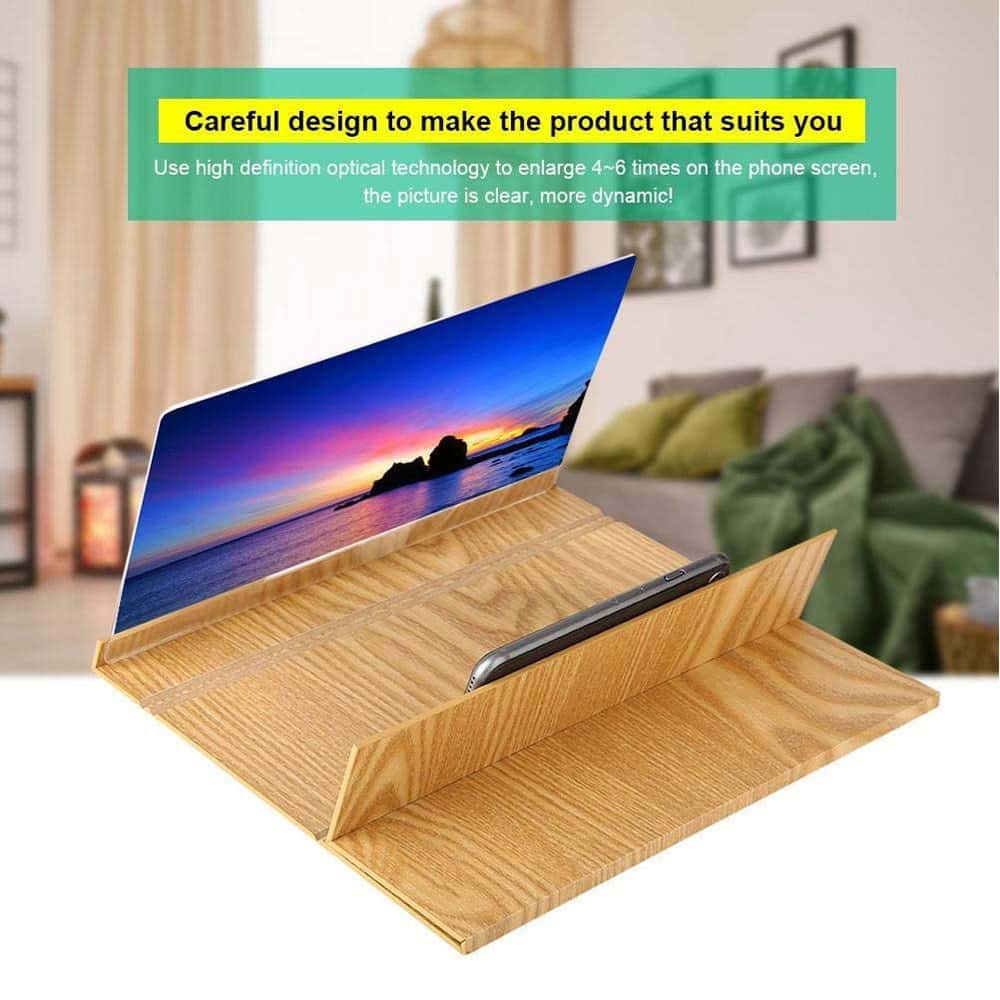 مكبر شاشة الجوال 12" - ذهبي Crony -  Wood-grain phone screen amplifier 3D Hd Movie Mobile Phone Screen Amplifier