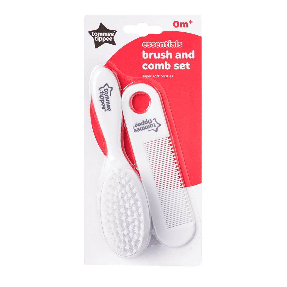 مشط وفرشاة شعر للأطفال بلاستيك ابيض Essentials Baby Brush and Comb - Tommee Tippee