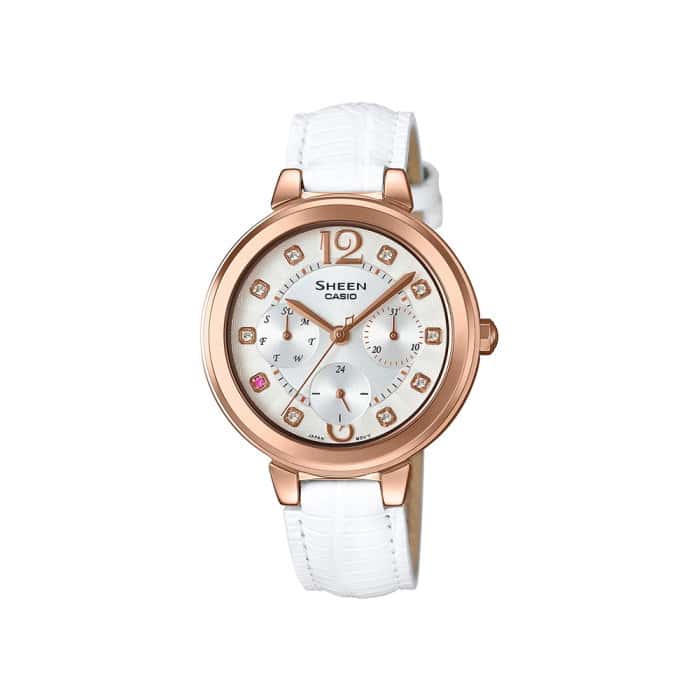 ساعة كاسيو شين نسائي أنالوغ جلد Casio SHEEN Women Analog Watch SHE-3048PGL-7AUDR