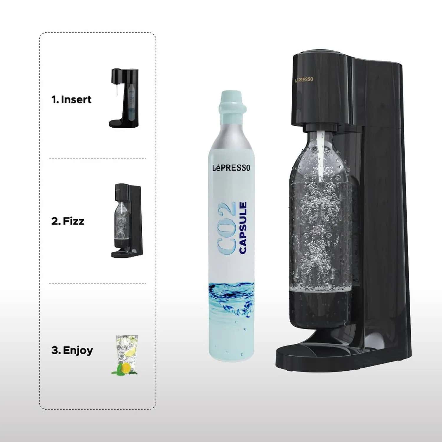 مكينة صنع المياه الغازية والصودا ليبريسو LePresso Sparkling Water Instant Carbonation Machine