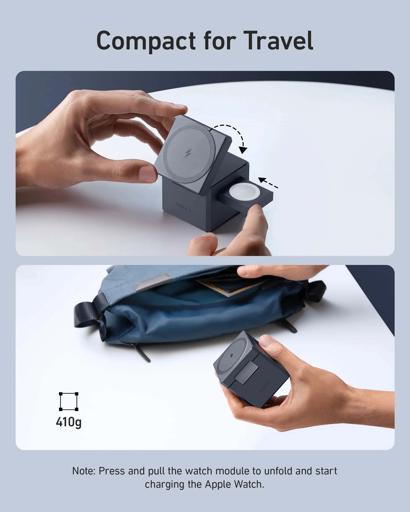 قاعدة شاحن لاسلكي انكر ماغ سيف لأجهزة الايفون Anker 3-in-1 Cube with MagSafe