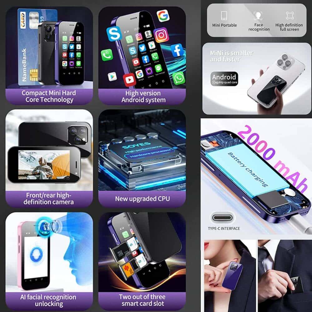 موبايل صغير ميني آيفون XS14 برو أندرويد Soyes XS14 Pro 4G Mini Smartphone