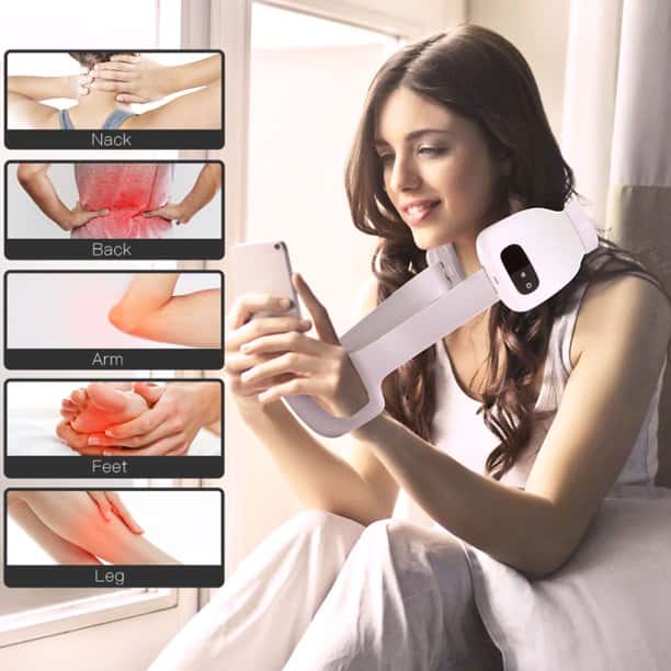 جهاز مساج للرقبة والكتف مع خاصية التسخين 2200 مللي أمبير Portable Rechargeable Neck and Shoulder Massager With Heat
