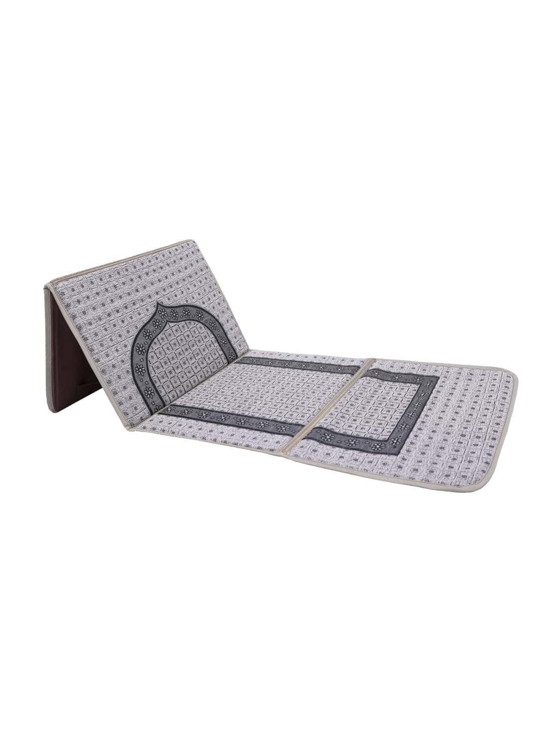 سجادة صلاة كرسي قابلة للطي نور رمادي NOOR-1 Foldable Prayer Mat and Backrest