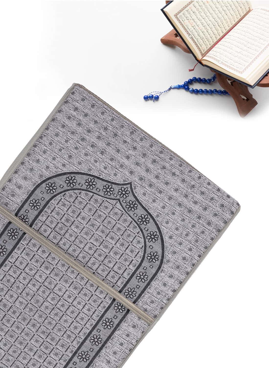 سجادة صلاة كرسي قابلة للطي نور رمادي NOOR-1 Foldable Prayer Mat and Backrest