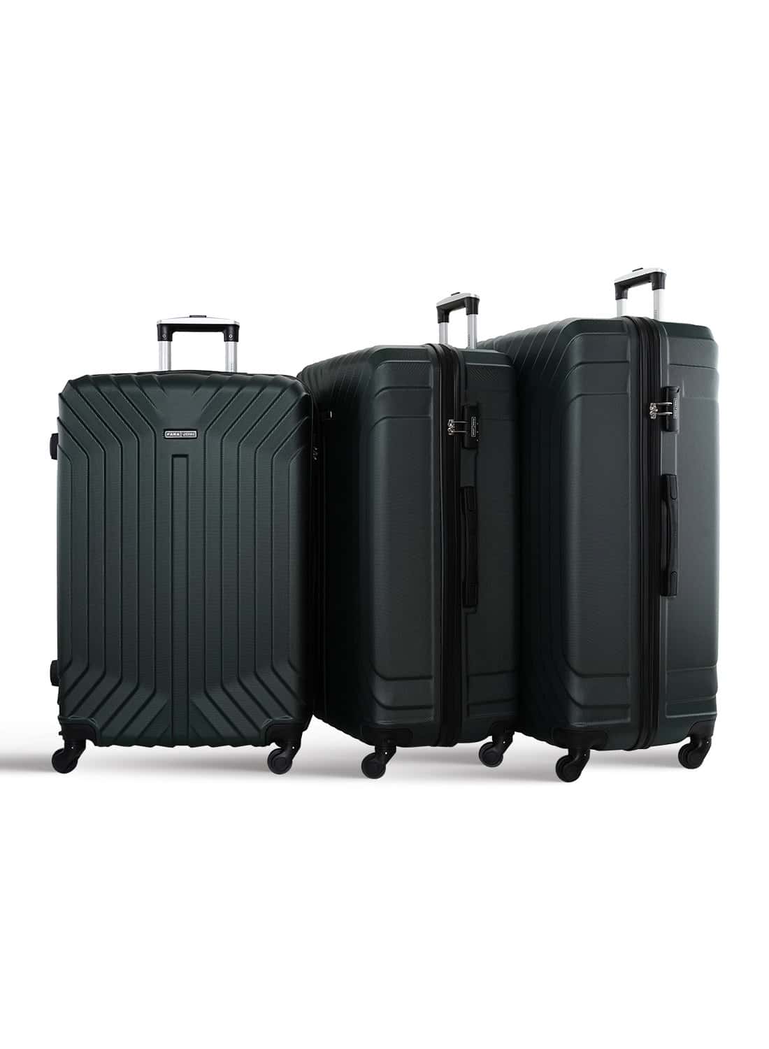 طقم شنط سفر 28/30/32 انش صلبة بارا جون 3 قطع مقلم زيتي PARA JOHN  Light wight Hard Side ABS Luggage Trolley