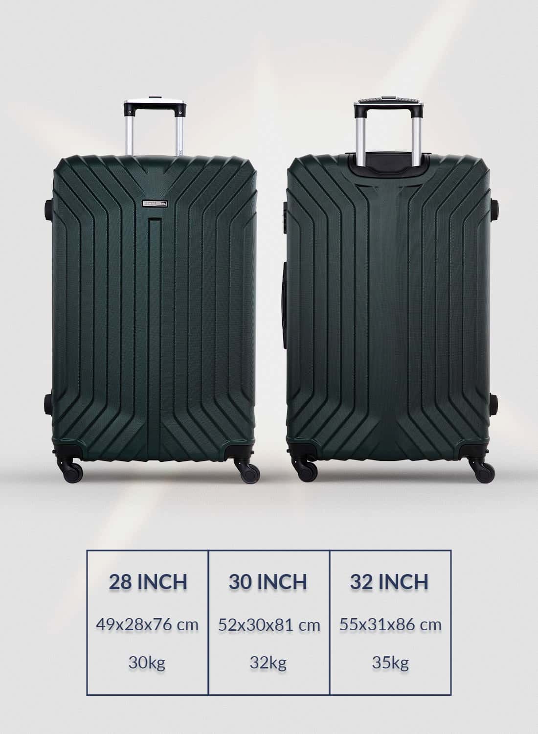 طقم شنط سفر 28/30/32 انش صلبة بارا جون 3 قطع مقلم زيتي PARA JOHN  Light wight Hard Side ABS Luggage Trolley